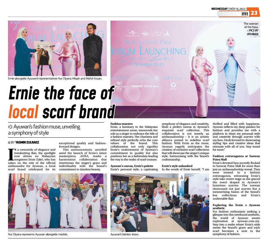 Jenama Ayuwan Muncul di Surat Khabar.